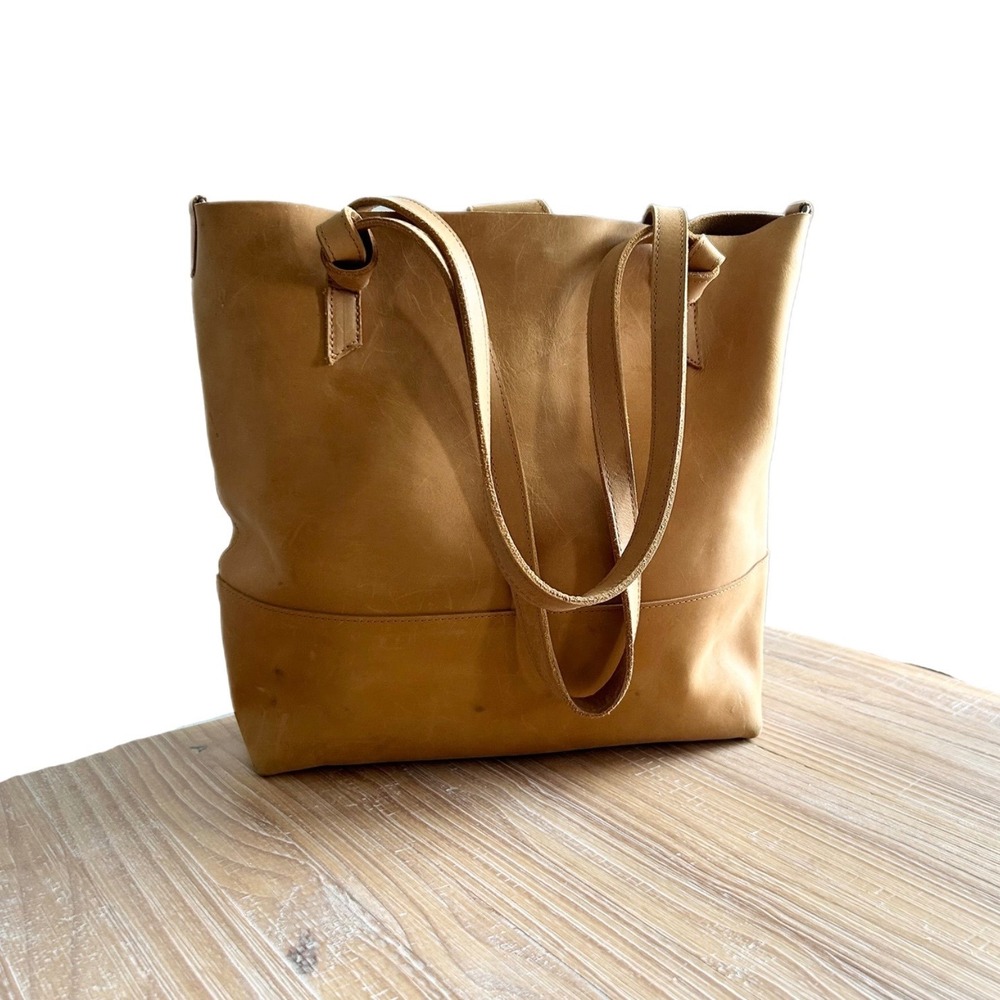 Able Honey Tan Leather Large Shoulder Tote Bag Handmade in Ethiopia